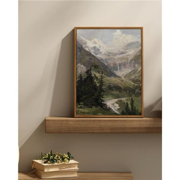 Mountain Landscape Wall Art Framed Rustic Nature Decor for Living Room - Picture 3 of 8